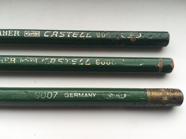 three Castell 9000 pencils