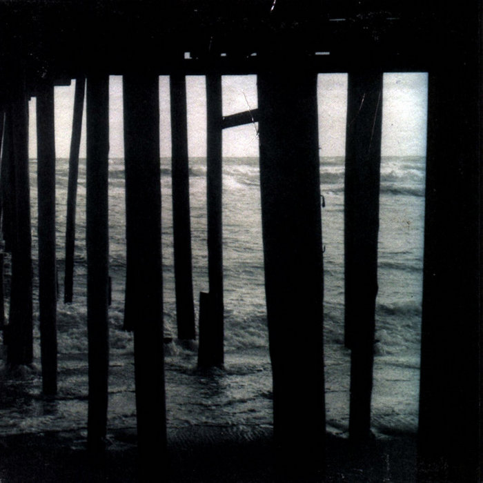image of the pilings under a pier with ocean
