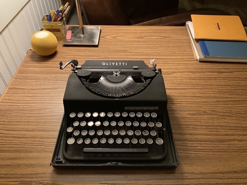 typewriter on a desk