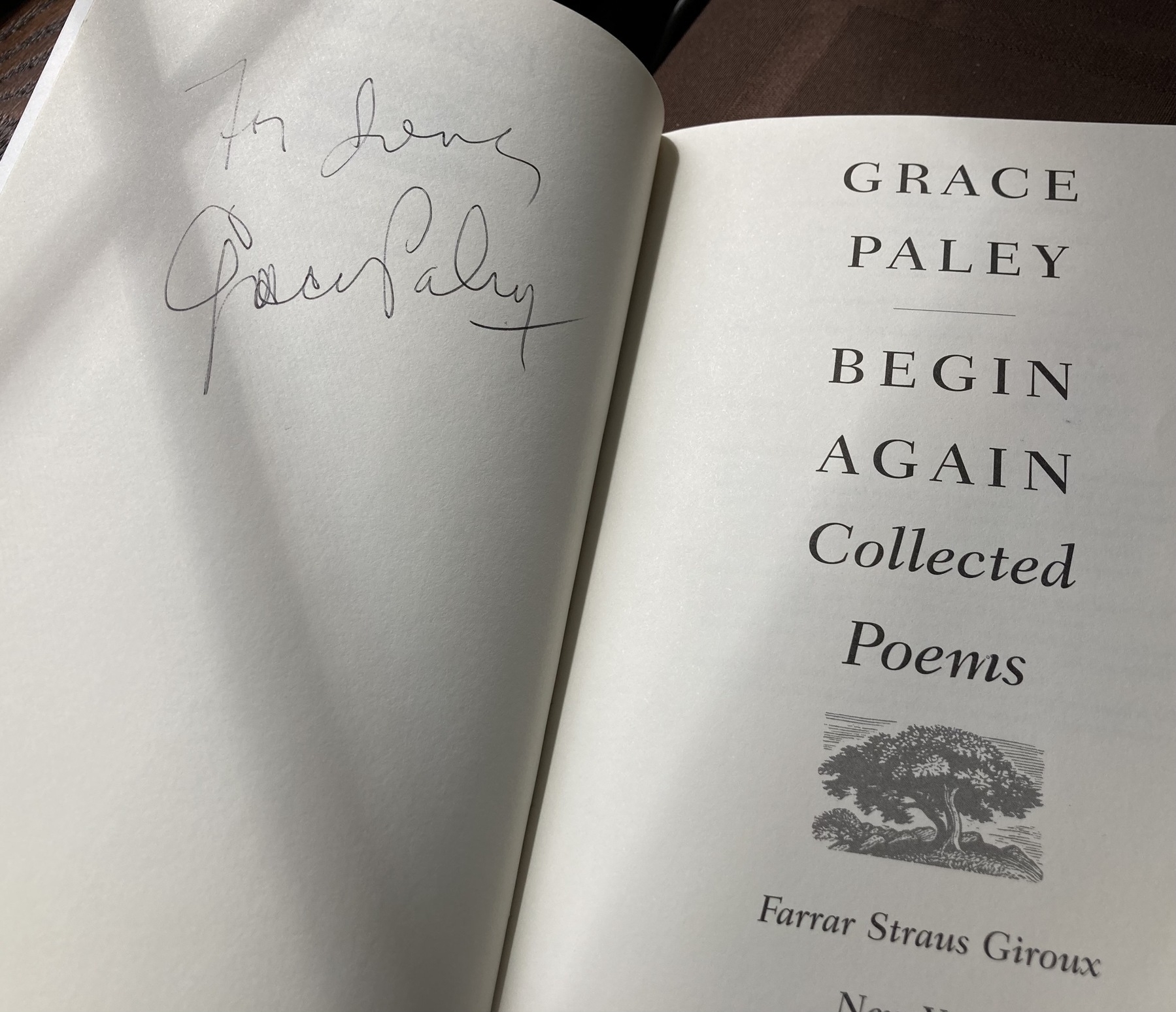the title page of Grace Paley's Collected Poems with her signature