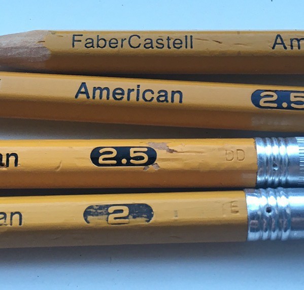 close-up of several pencils
